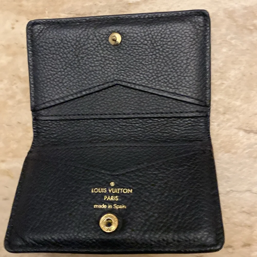 LOUIS VUITTON Black Monogram Empreinte Leather Multicartes Wallet with COA